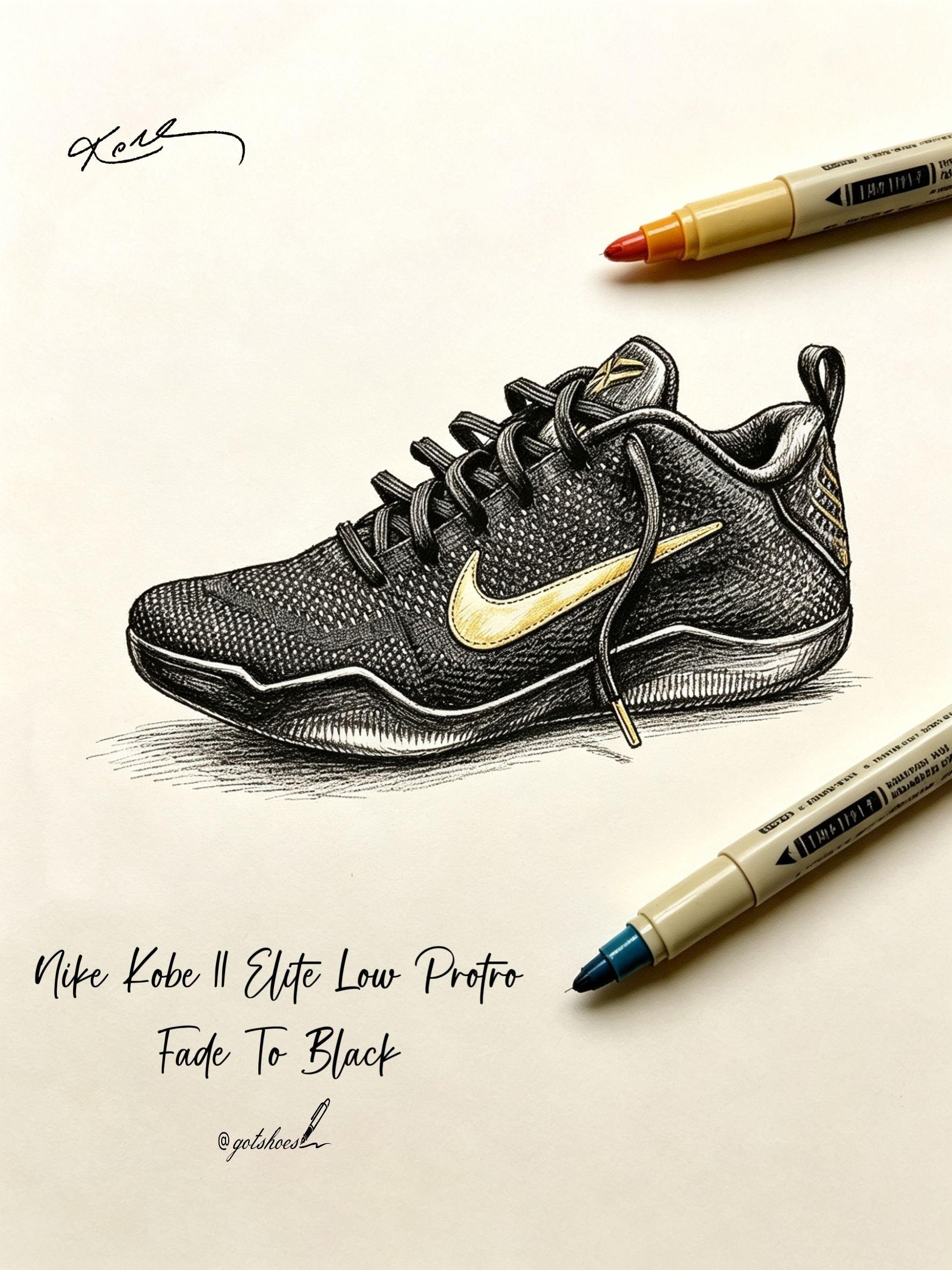 原创手绘还原球鞋细节|Kobe 11 Fade To Black